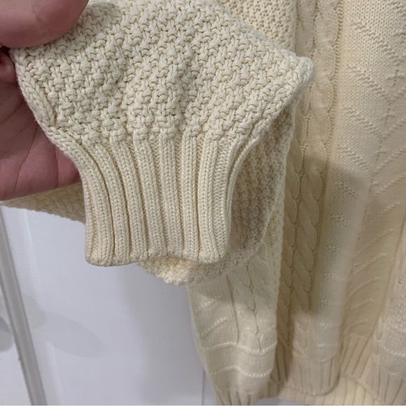 Vintage Cable Knit Fisherman Sweater Made in USA Outings Traditionals Ivory Sz M - Picture 3 of 9